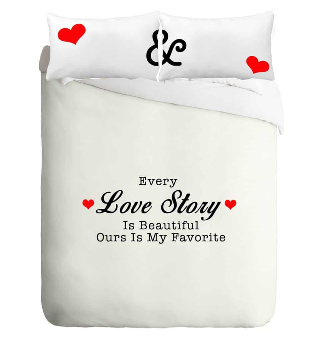 סט סיפור אהבה מצעים מודפסים