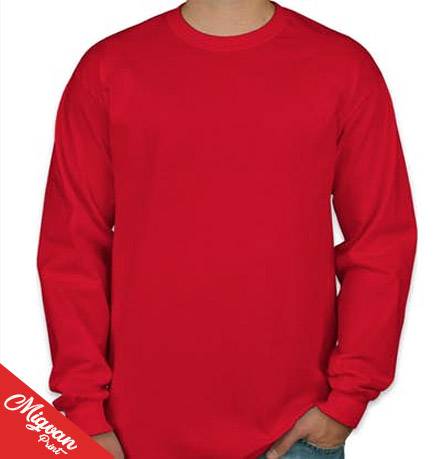 הדפסת חולצה שרוול ארוך אדומה