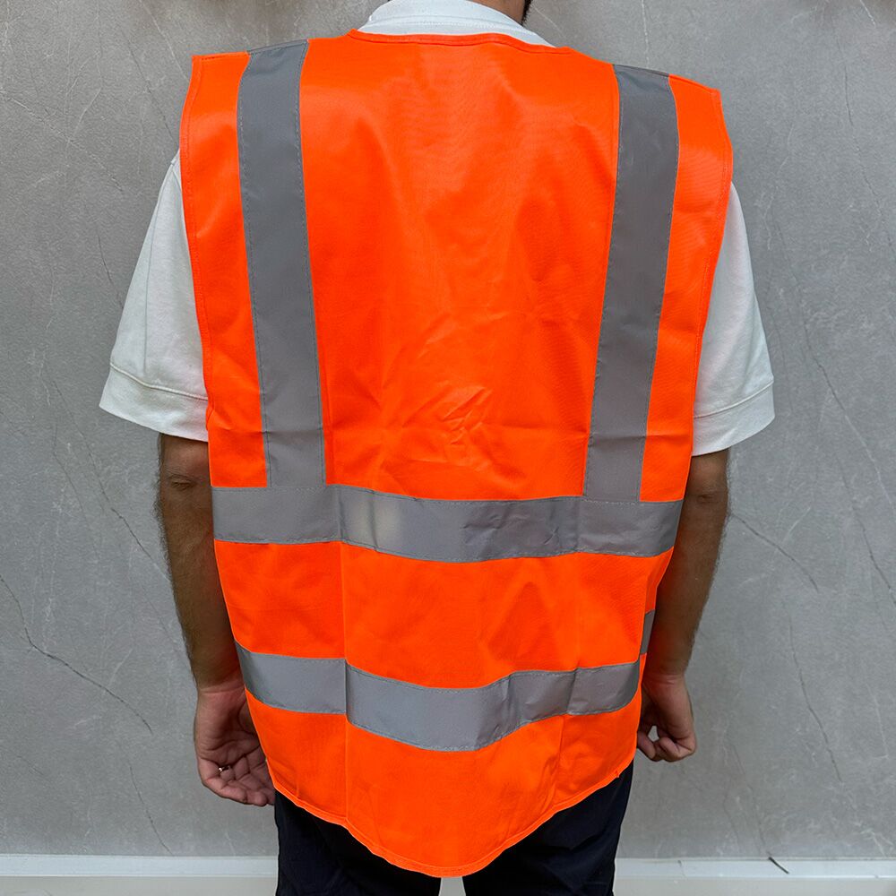 אפוד זוהר תקני עם הדפסה כתום זוהר