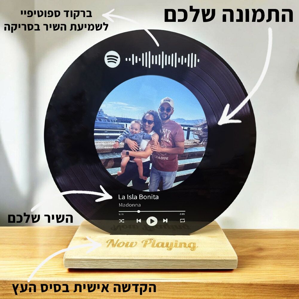 תקליט עם הדפסה בהתאמה אישית של השיר שלכם