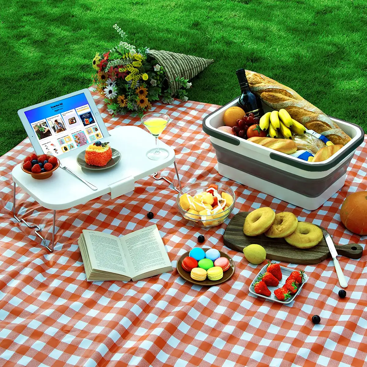 שולחן מתקפל לסל נשיאה לפיקניק - אשל – תמונה 9