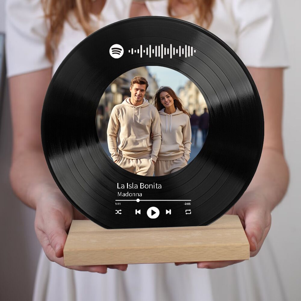 תקליט ויניל מעץ בהתאמה אישית עם השיר שלכם Spotify – תמונה 3