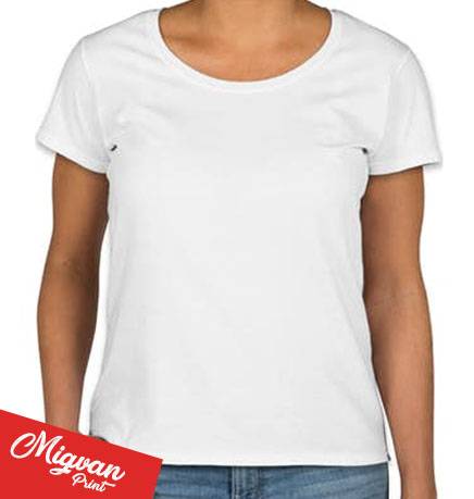 חולצת נשים לבנה צווארון עגול