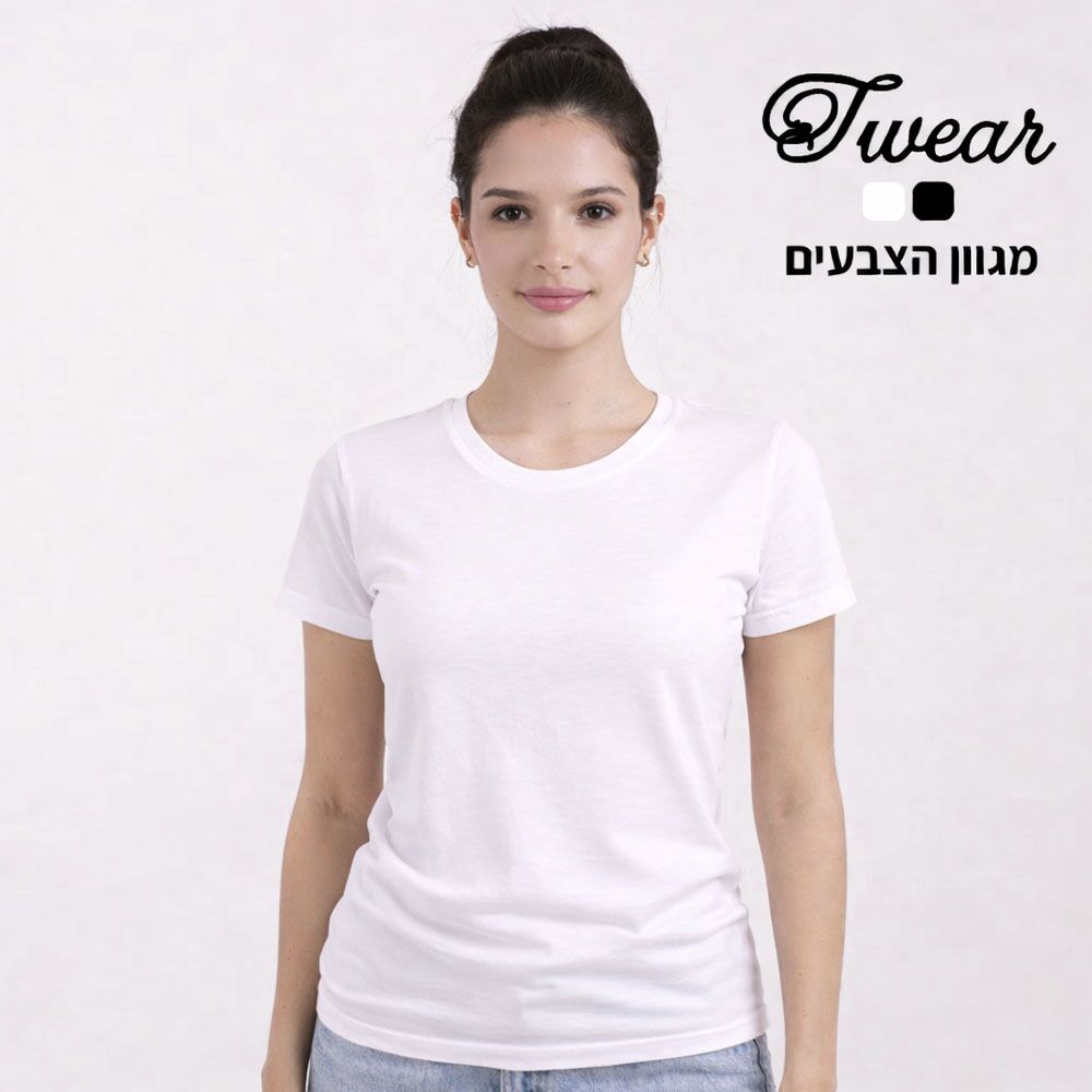 חולצת נשים צווארון עגול עם הדפסה