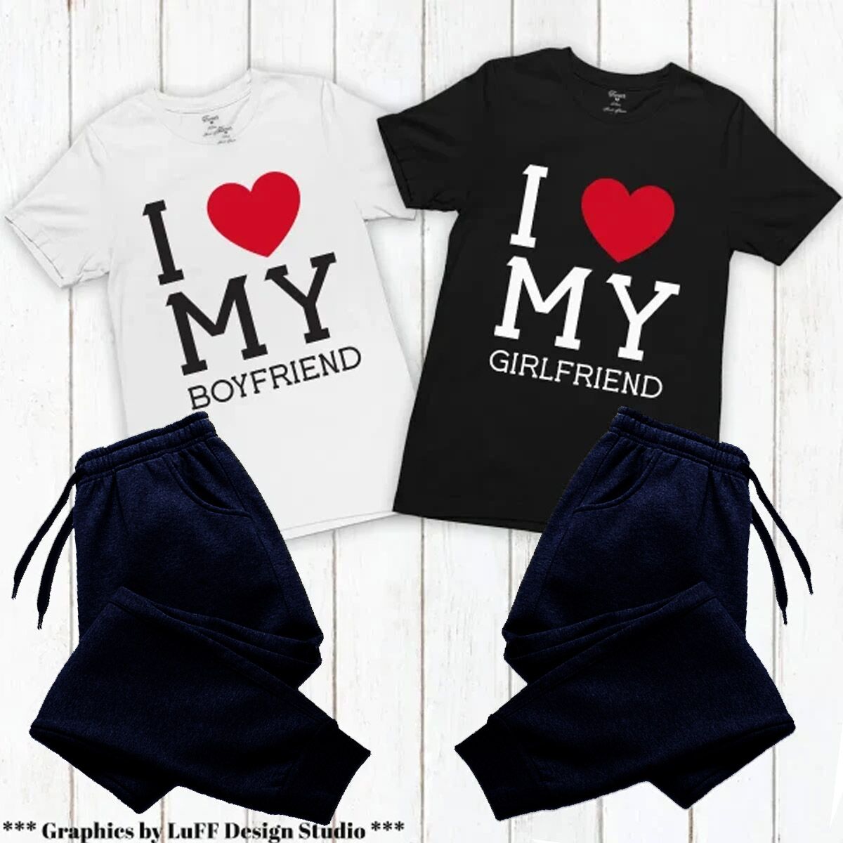 סט פיג׳מות זוגי I Love my BF/GF – תמונה 2
