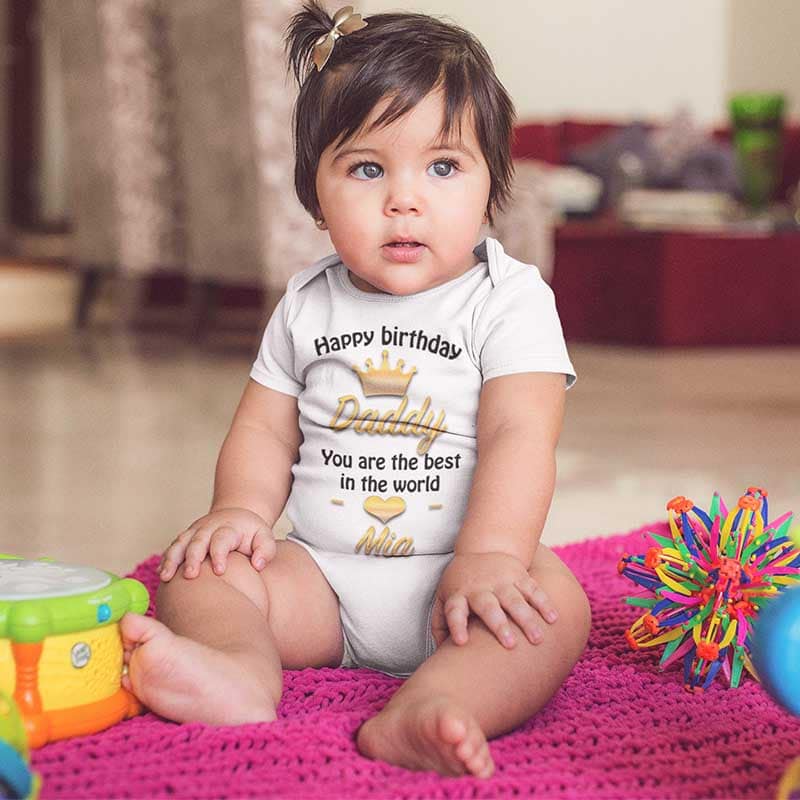 הדפסה על אוברול לתינוק "Happy Birthday" – תמונה 2