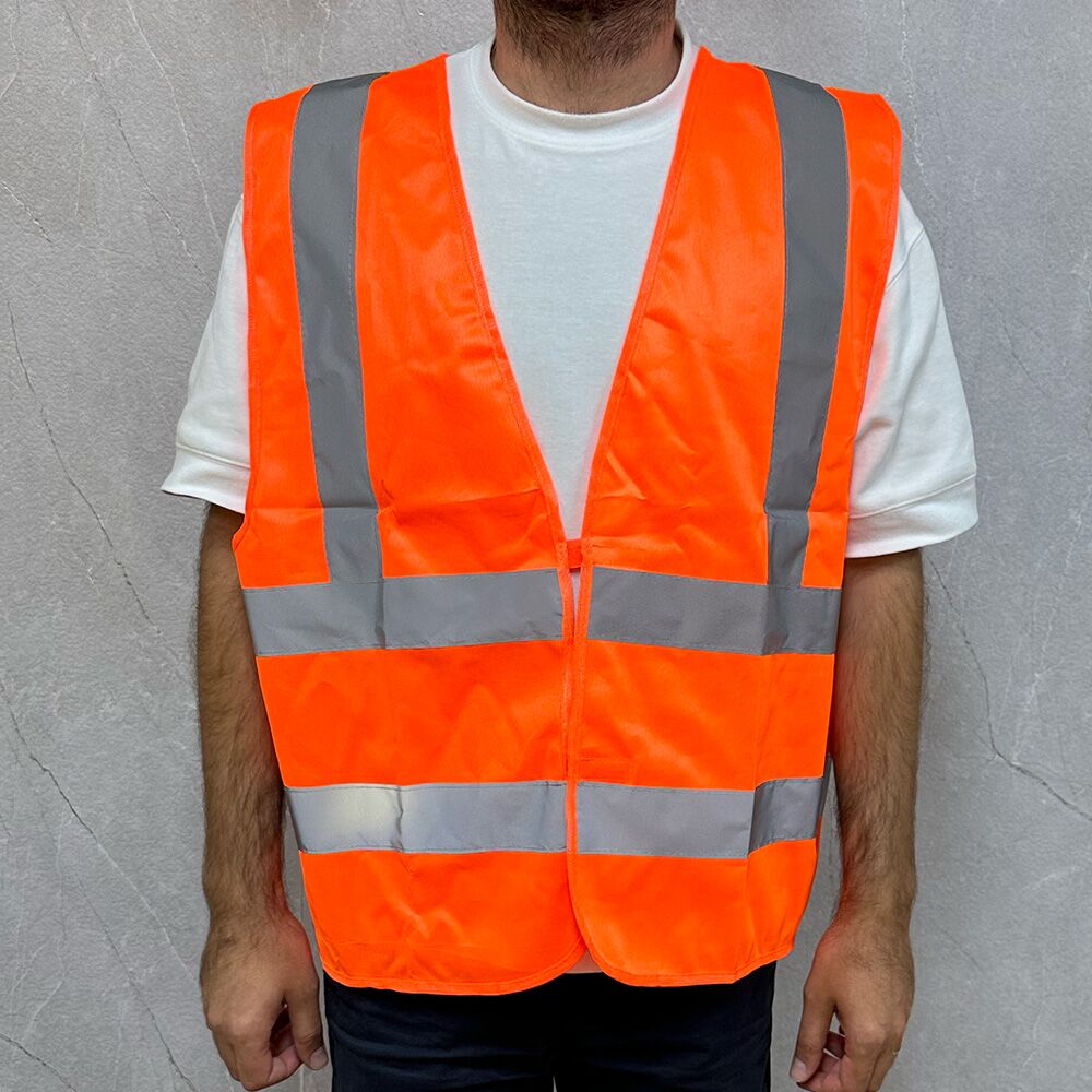 אפוד זוהר תקני עם הדפסה כתום זוהר