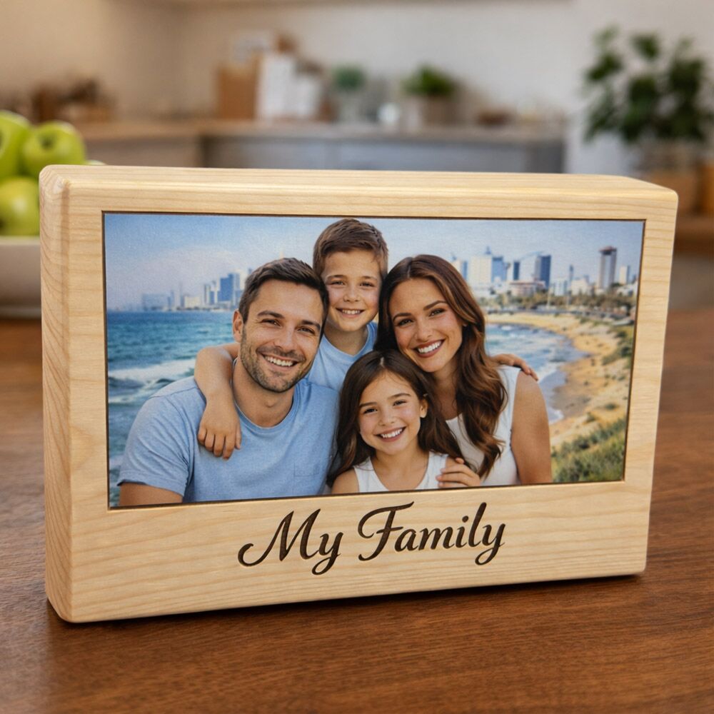 *LoveBlock* בלוק עץ עם תמונה אישית וחריטה בלייזר | מתנה מרגשת בעיצוב עצמי – תמונה 3